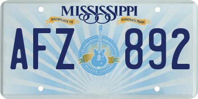 MS license plate AFZ892