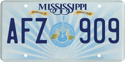 MS license plate AFZ909