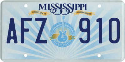MS license plate AFZ910
