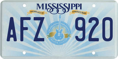 MS license plate AFZ920
