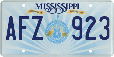 MS license plate AFZ923