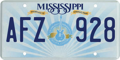 MS license plate AFZ928