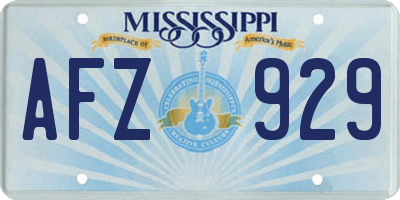 MS license plate AFZ929