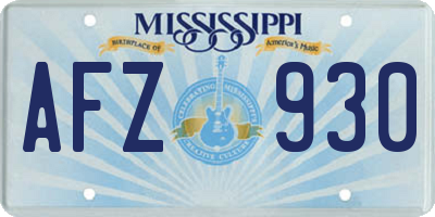 MS license plate AFZ930