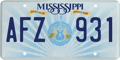 MS license plate AFZ931