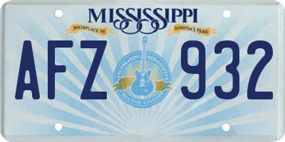 MS license plate AFZ932
