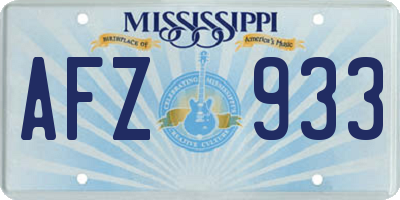 MS license plate AFZ933
