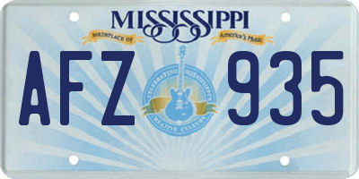 MS license plate AFZ935