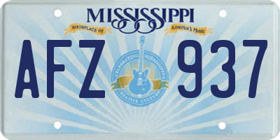 MS license plate AFZ937