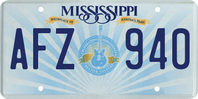 MS license plate AFZ940