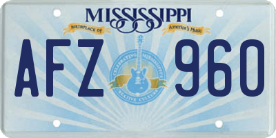 MS license plate AFZ960
