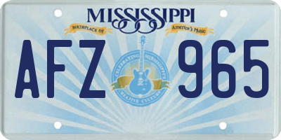 MS license plate AFZ965