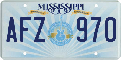 MS license plate AFZ970
