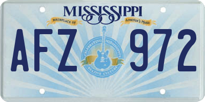 MS license plate AFZ972