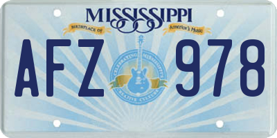 MS license plate AFZ978