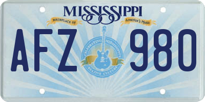 MS license plate AFZ980