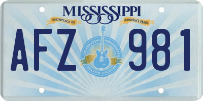 MS license plate AFZ981
