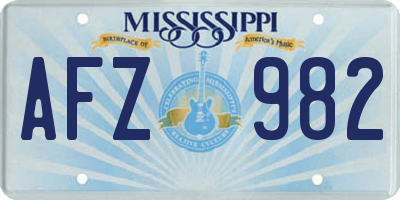 MS license plate AFZ982
