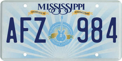 MS license plate AFZ984