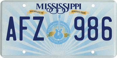 MS license plate AFZ986