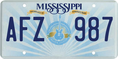 MS license plate AFZ987