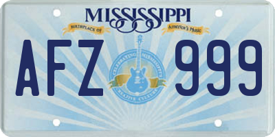 MS license plate AFZ999