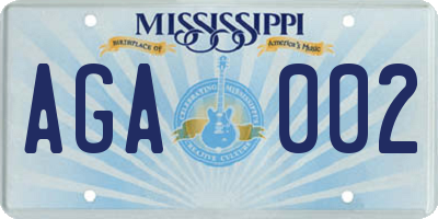 MS license plate AGA002