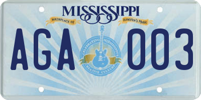 MS license plate AGA003