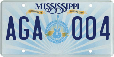 MS license plate AGA004