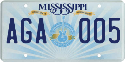 MS license plate AGA005