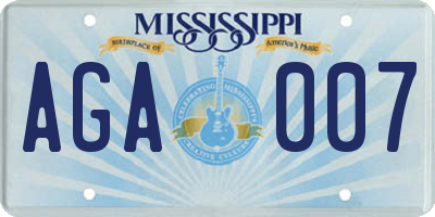 MS license plate AGA007
