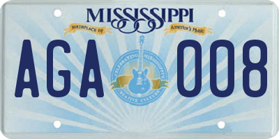 MS license plate AGA008