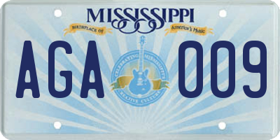 MS license plate AGA009
