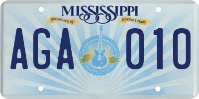 MS license plate AGA010