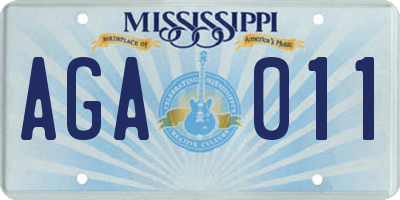 MS license plate AGA011