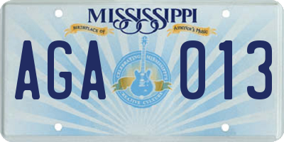 MS license plate AGA013