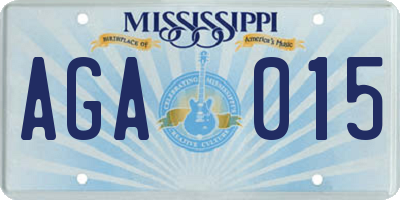 MS license plate AGA015