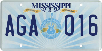 MS license plate AGA016