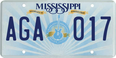 MS license plate AGA017