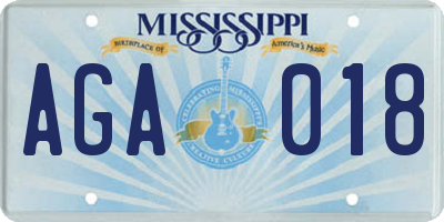 MS license plate AGA018