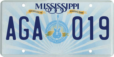 MS license plate AGA019