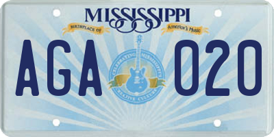 MS license plate AGA020