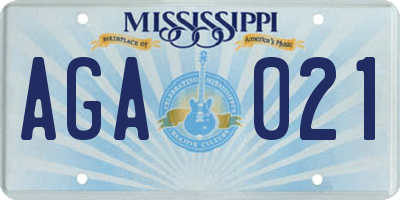 MS license plate AGA021