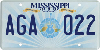 MS license plate AGA022