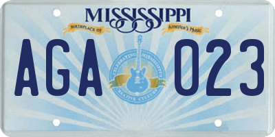 MS license plate AGA023