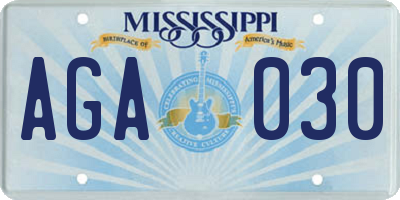 MS license plate AGA030