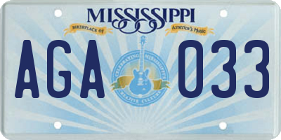 MS license plate AGA033