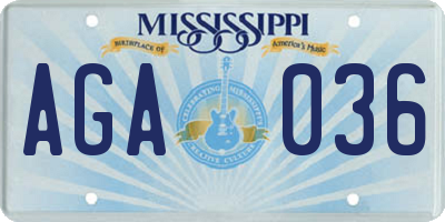 MS license plate AGA036