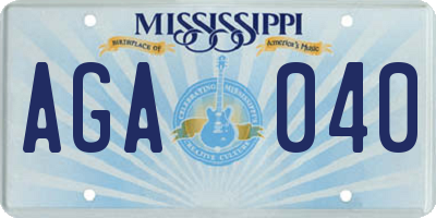 MS license plate AGA040