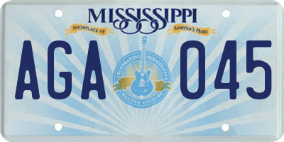 MS license plate AGA045